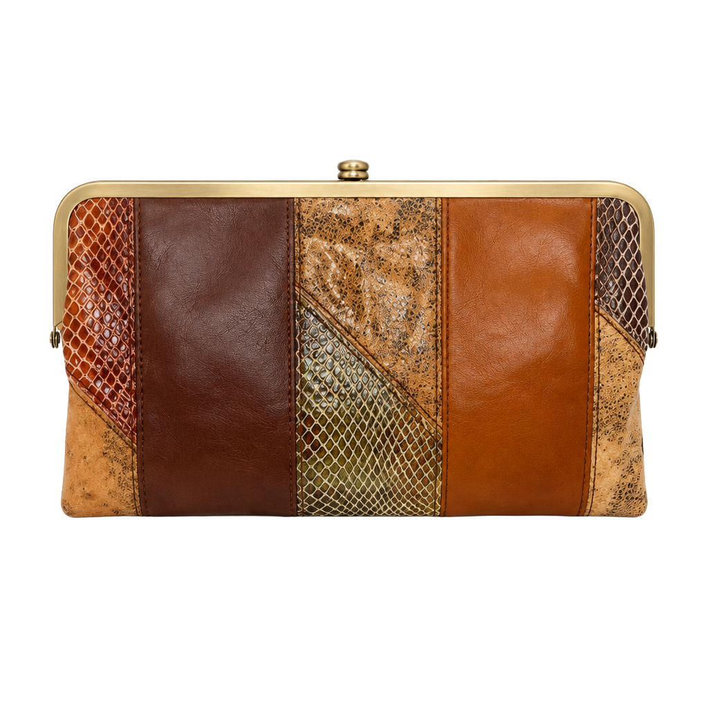 Hobo Lauren Wallet Patchwork Shimmer Snake Mocha Multi 1