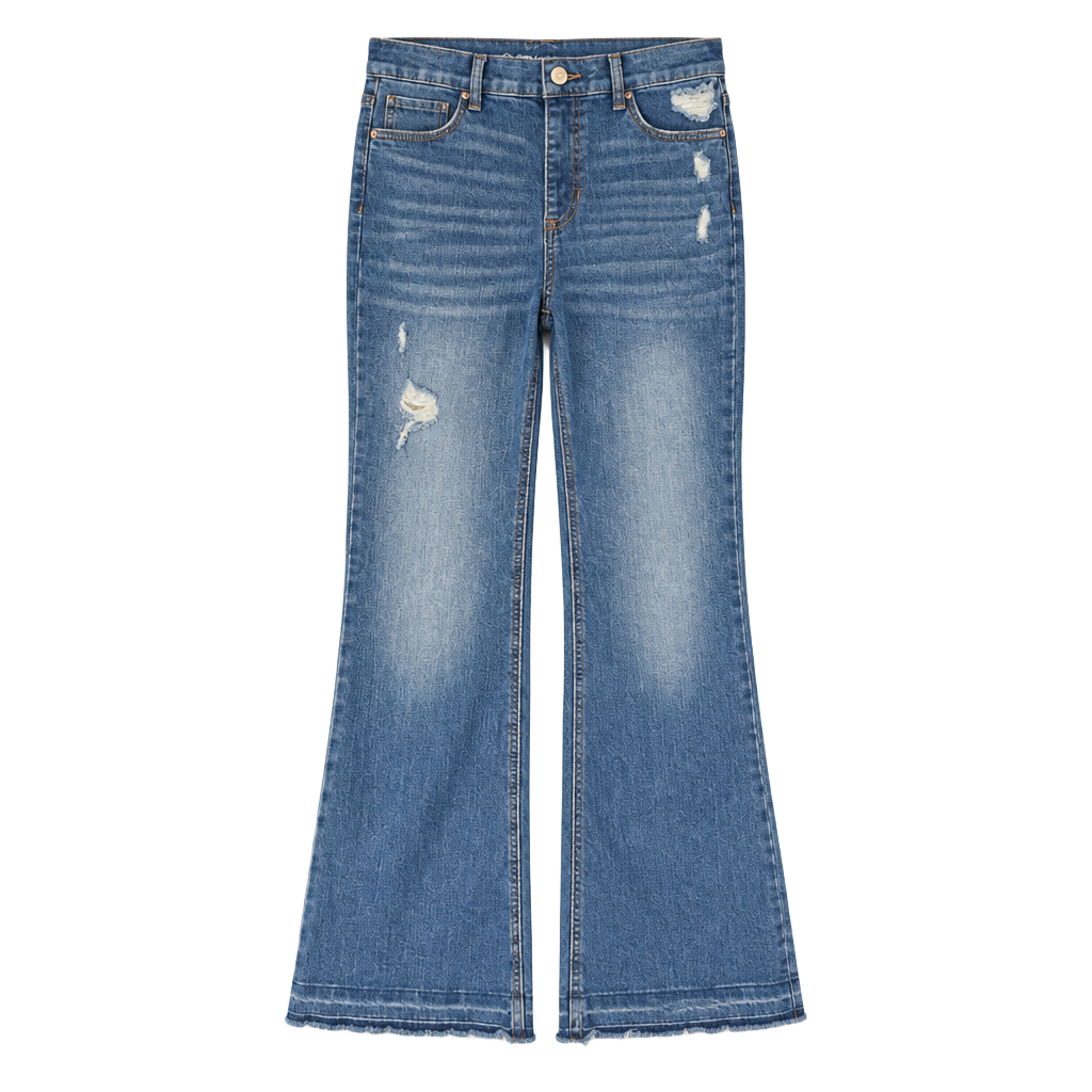 Girls Wonder Nation Flare Jegging Size L (10-12) Blue Distressed Frayed Hem 1
