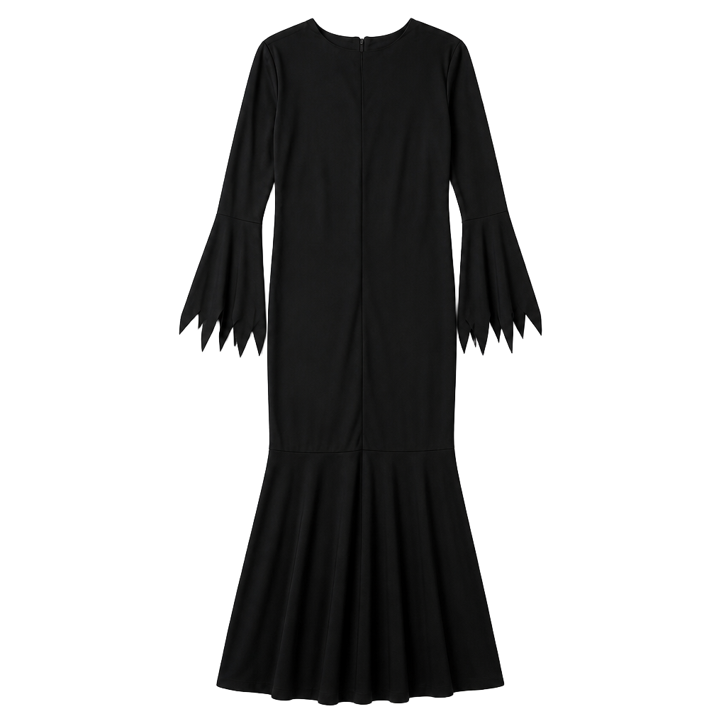 Women's Spirit Halloween Black Morticia Costume Long Sleeve Maxi Dress 1