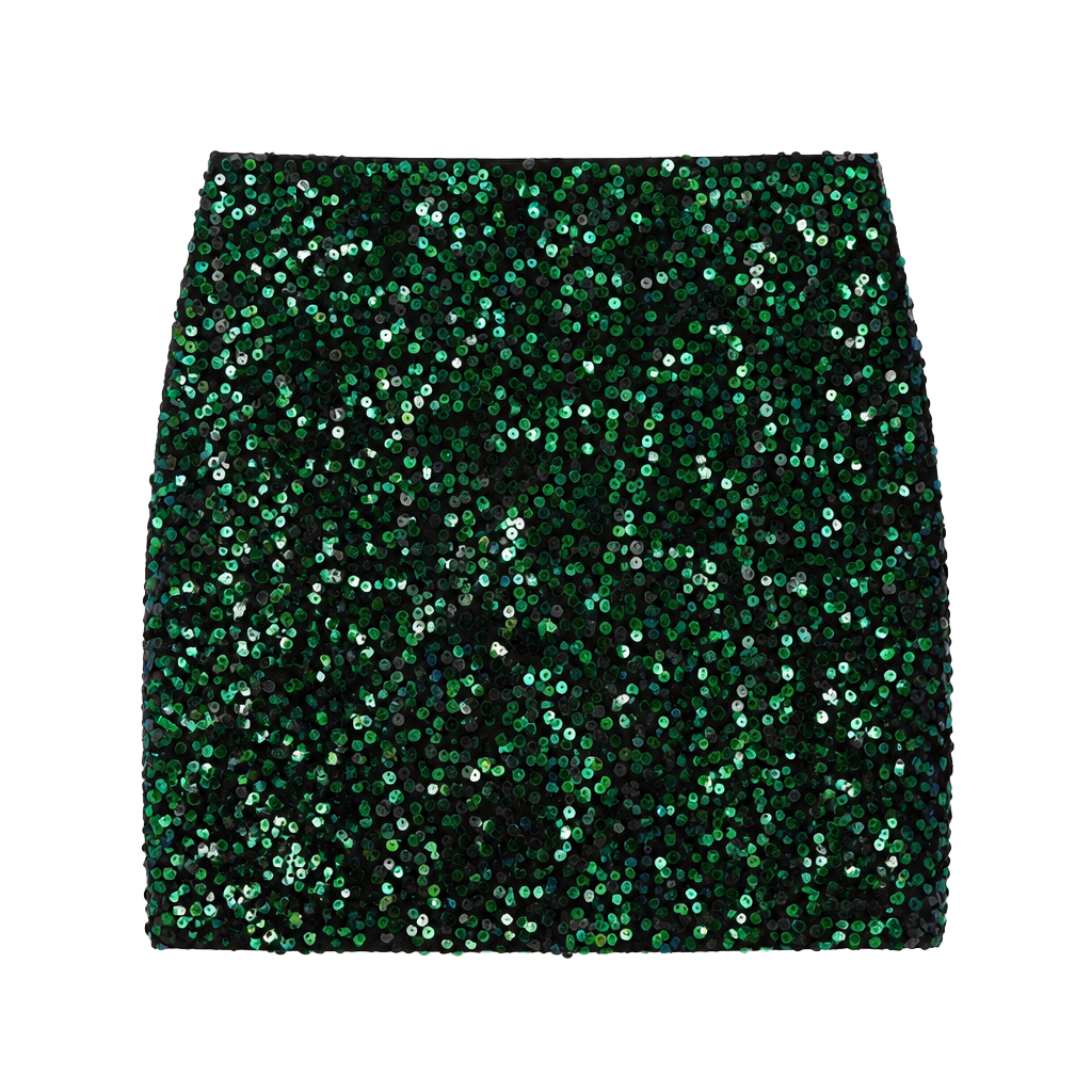 Charlotte Russe Green and Black Sequin Mini Skirt 1