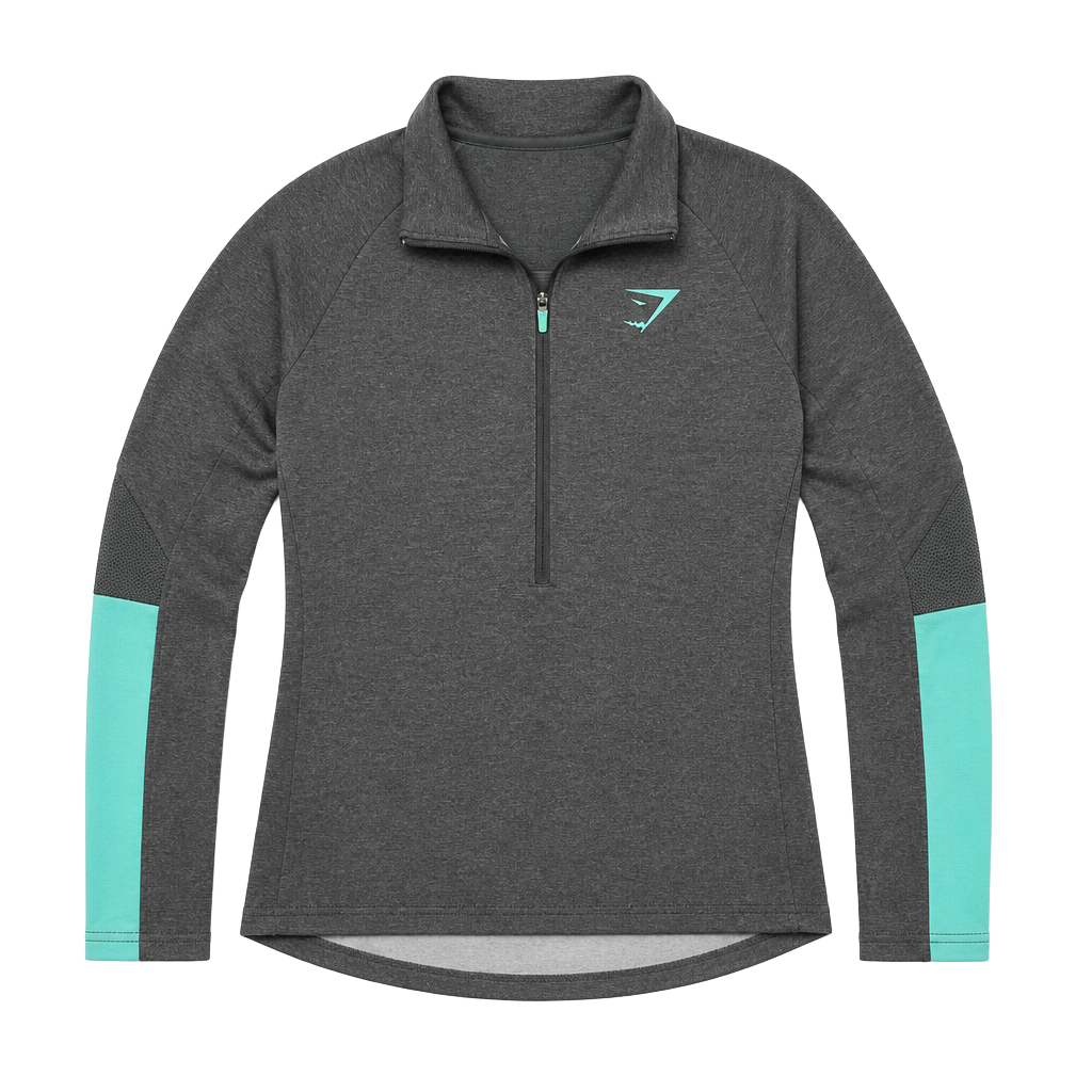 Gymshark Women's Black Vital Seamless 1/2 Zip Pullover 1