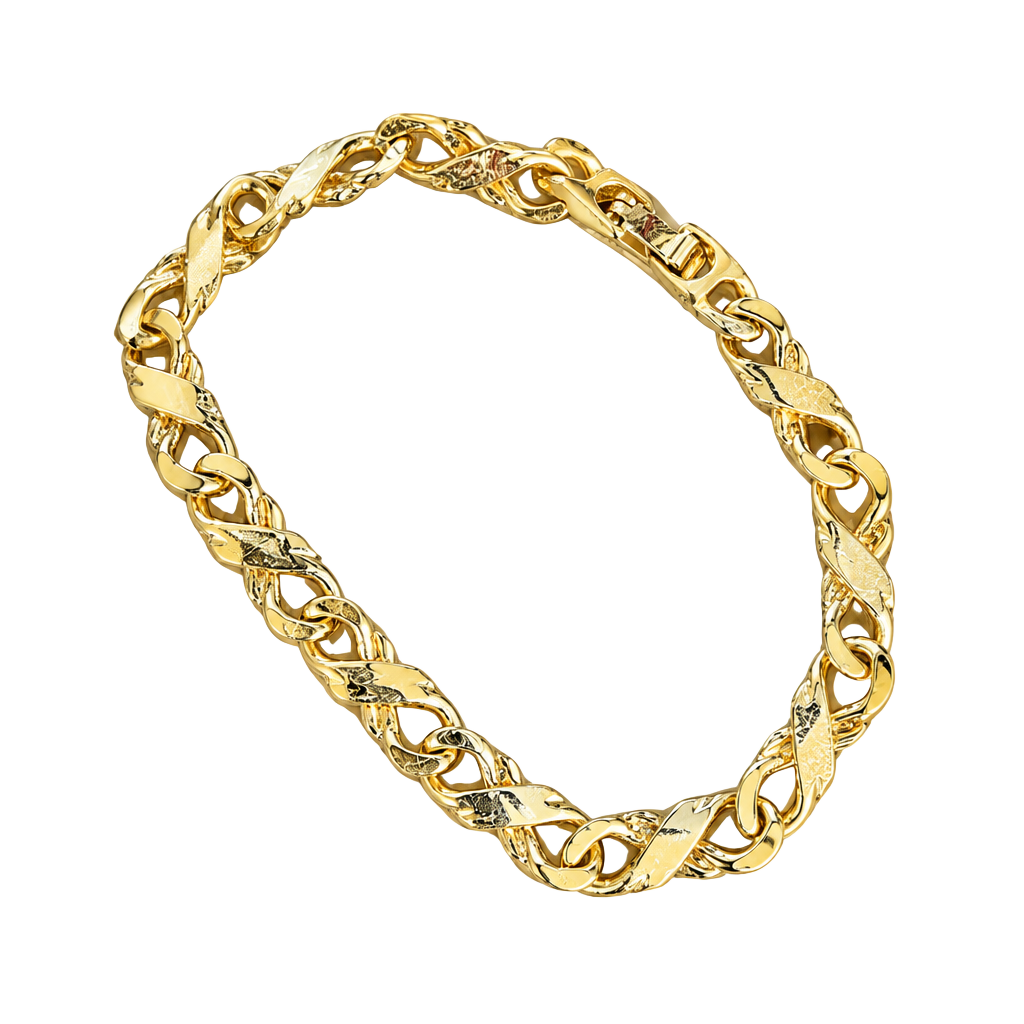 Vintage Gold Tone Interlocking Link Chain Bracelet 1