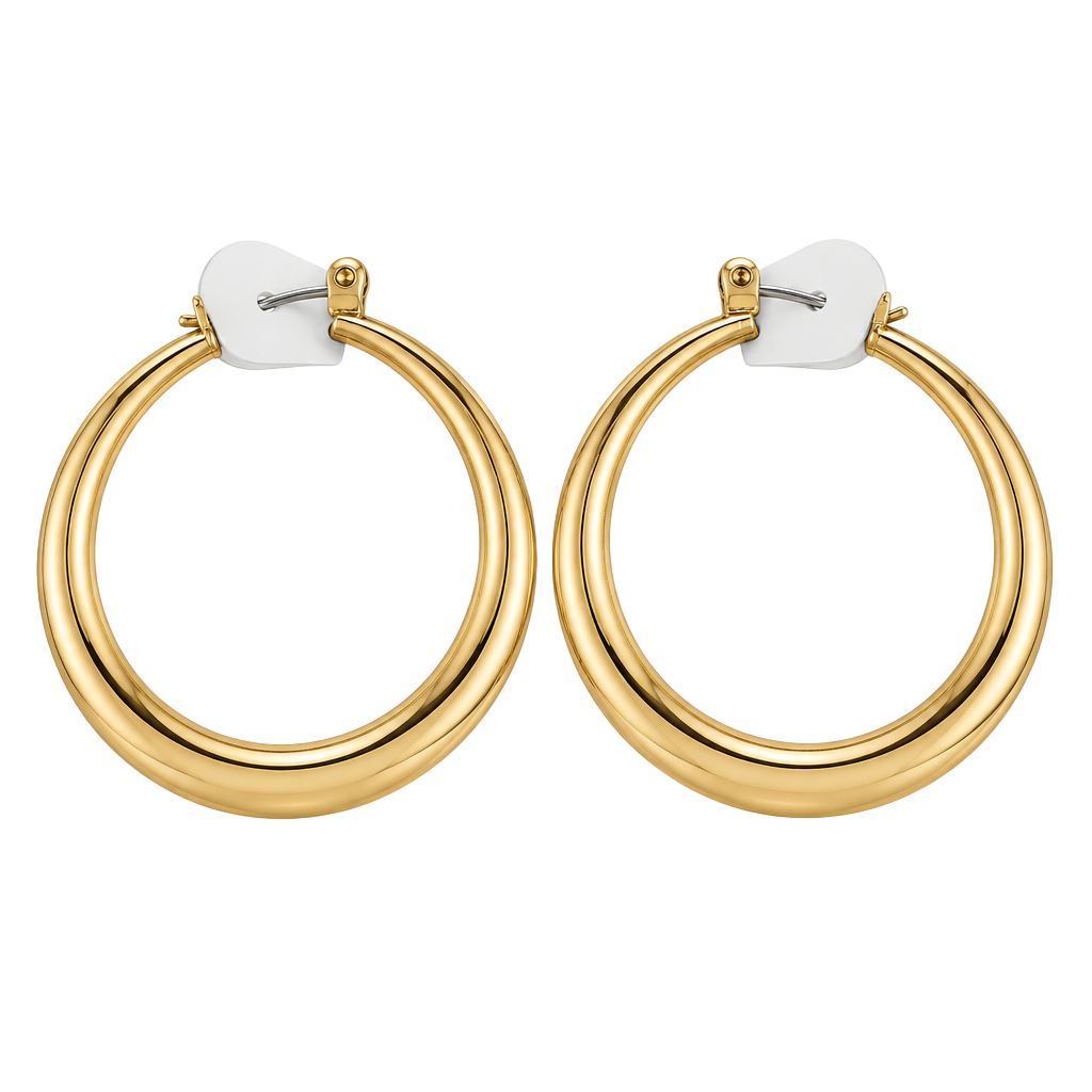Main Street Gold Tone Thick Hoop Earrings 1