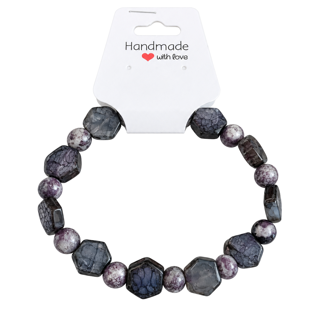 Natural Stone Beaded Stretch Bracelet Purple 1