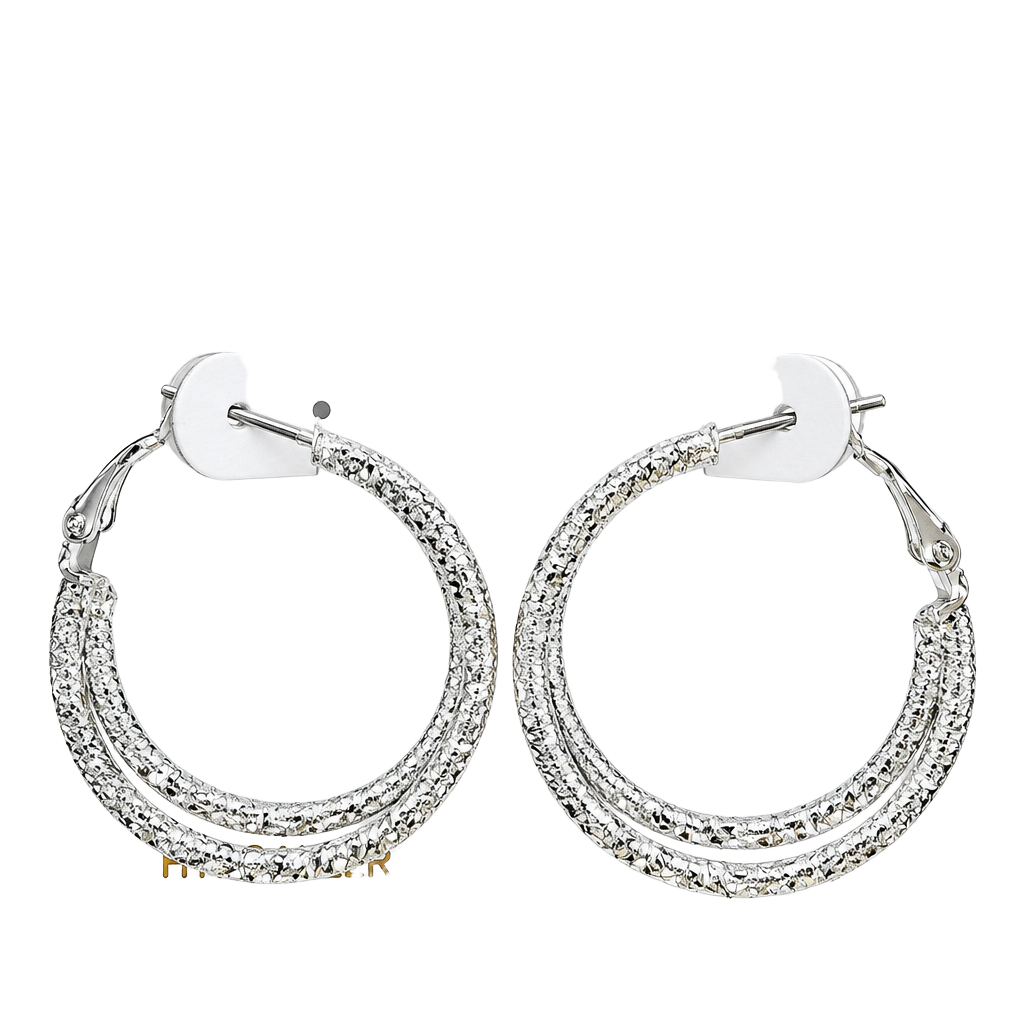 Main Street Hypo-Allergenic Silver Textured Hoop Earrings 1
