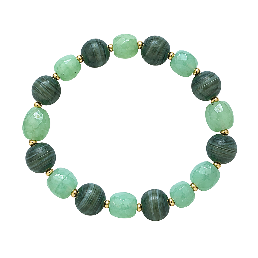 Green Stripe Agate Stretch Bracelet 1