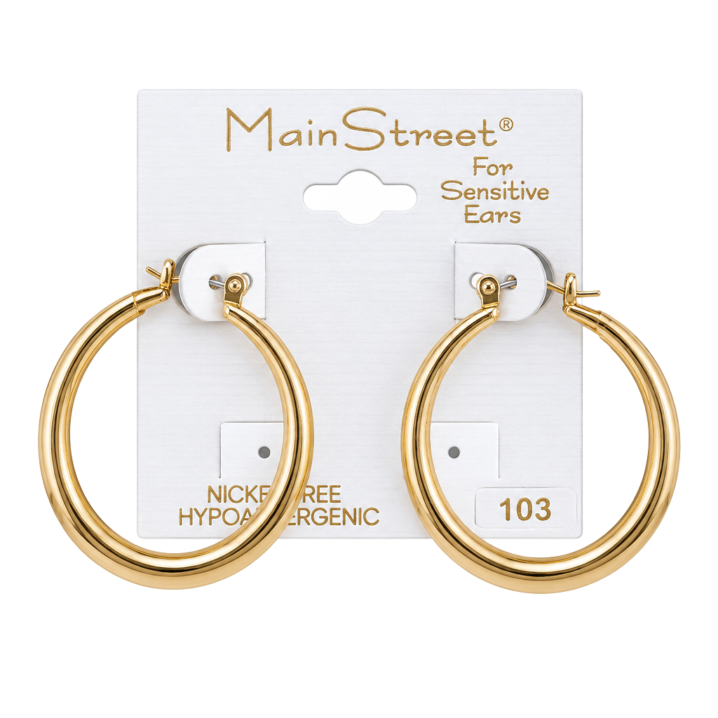 Main Street Earrings #103 Thick Gold Hoop 1