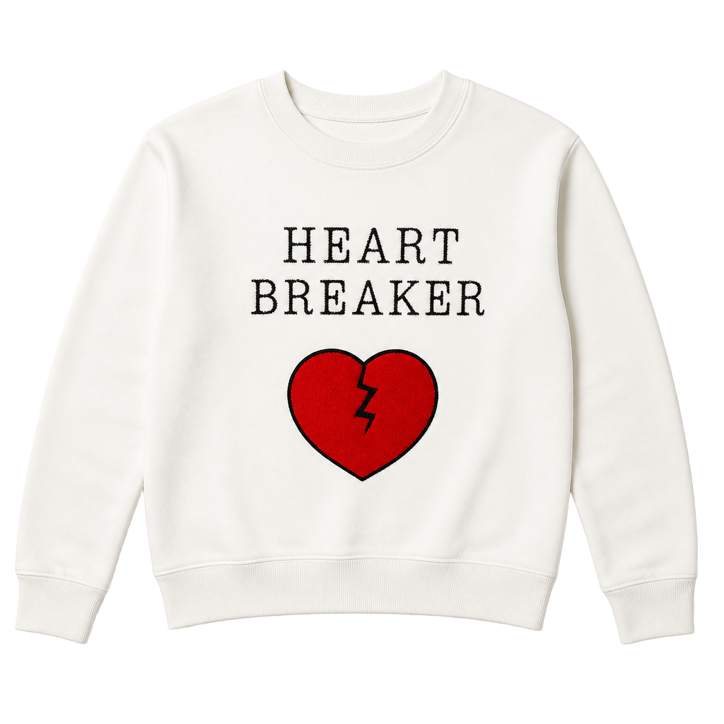 Judith March kids Heart Breaker White Sweatshirt with Chenille Heart Patch 1
