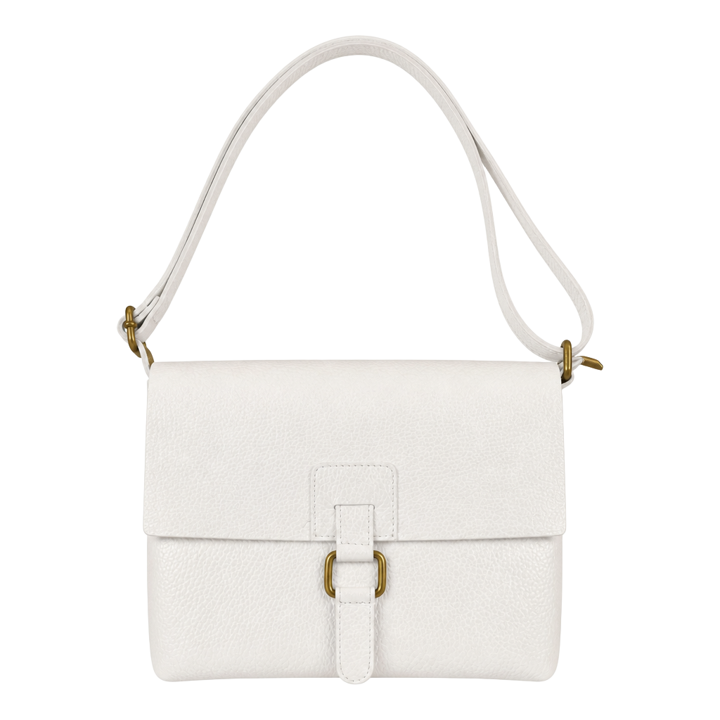 Vera Italy Grained Leather Crossbody Bag with Buckle Detail 1