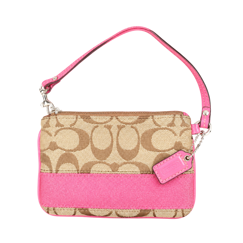 Coach Signature Canvas Wristlet with Pink Stripe 1