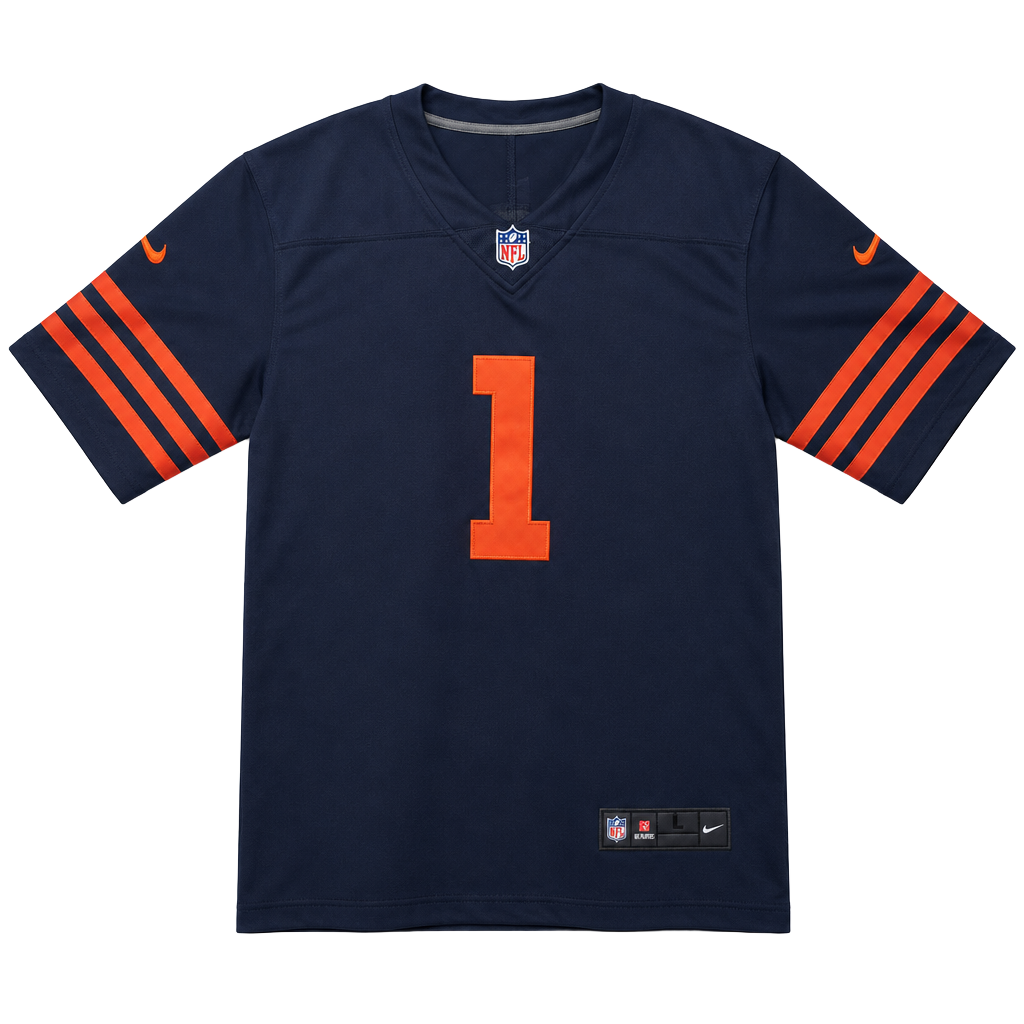 Nike Chicago Bears Justin Fields Jersey Size L Blue #1 On Field 1