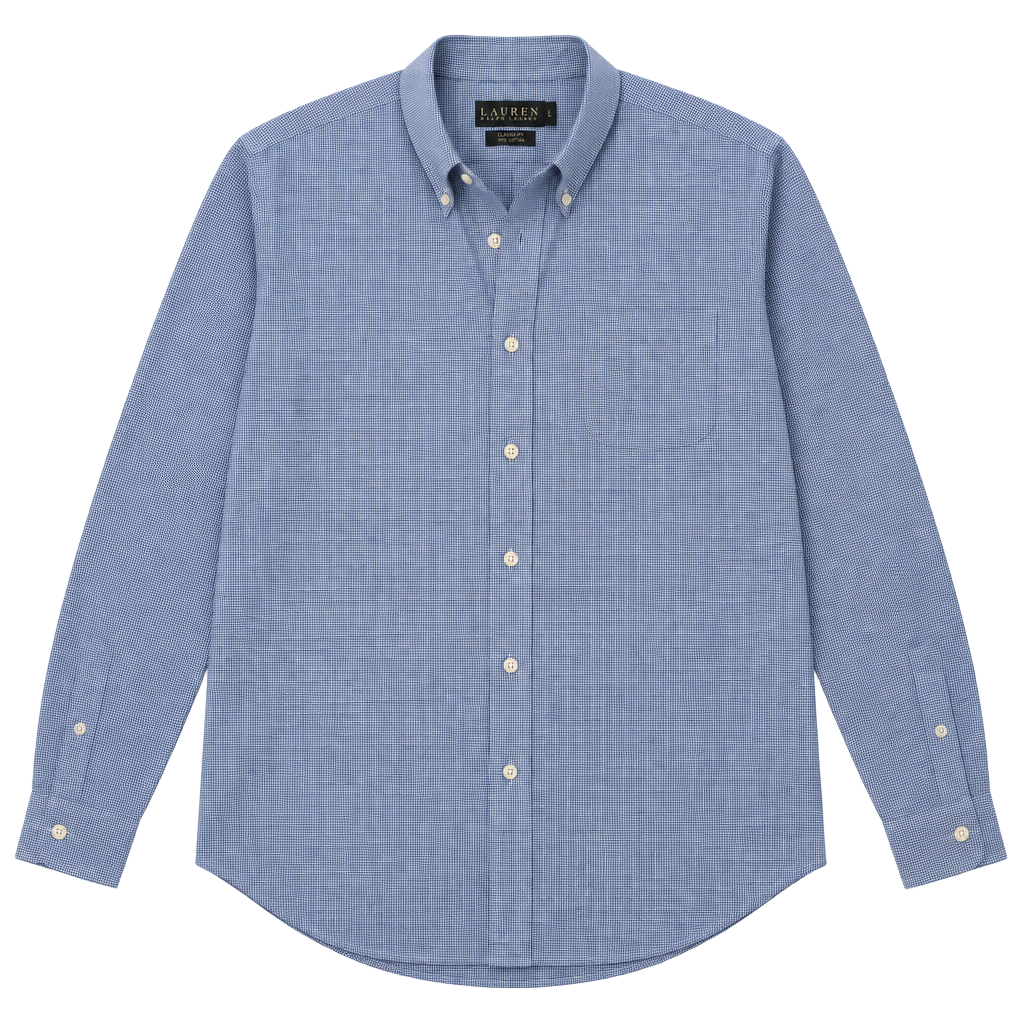 Lauren Ralph Lauren Dress Shirt Size 16 34/35 Blue Gingham Classic Fit 1