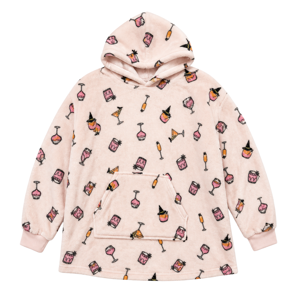 Trick or Treat Sleep Oversized Hoodie Size L/XL Pink Drink Halloween 1