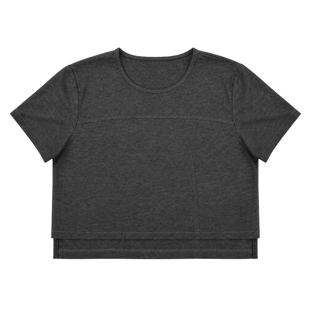 Alphalete Crop Top woman’s Size XL Dark Gray Short Sleeve Athletic Shirt 1