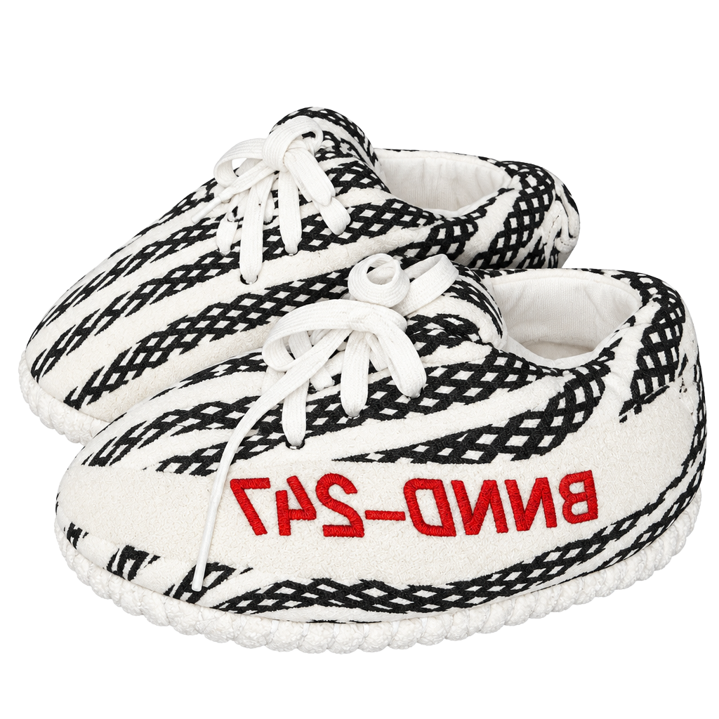 Banned Goods Sneaker Slippers BNND-247 Zebra Plush House Shoes 1