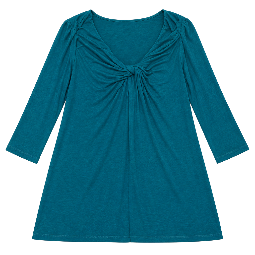 Michael Michael Kors Front Knot Top Size L Teal V-Neck 3/4 Sleeve 1