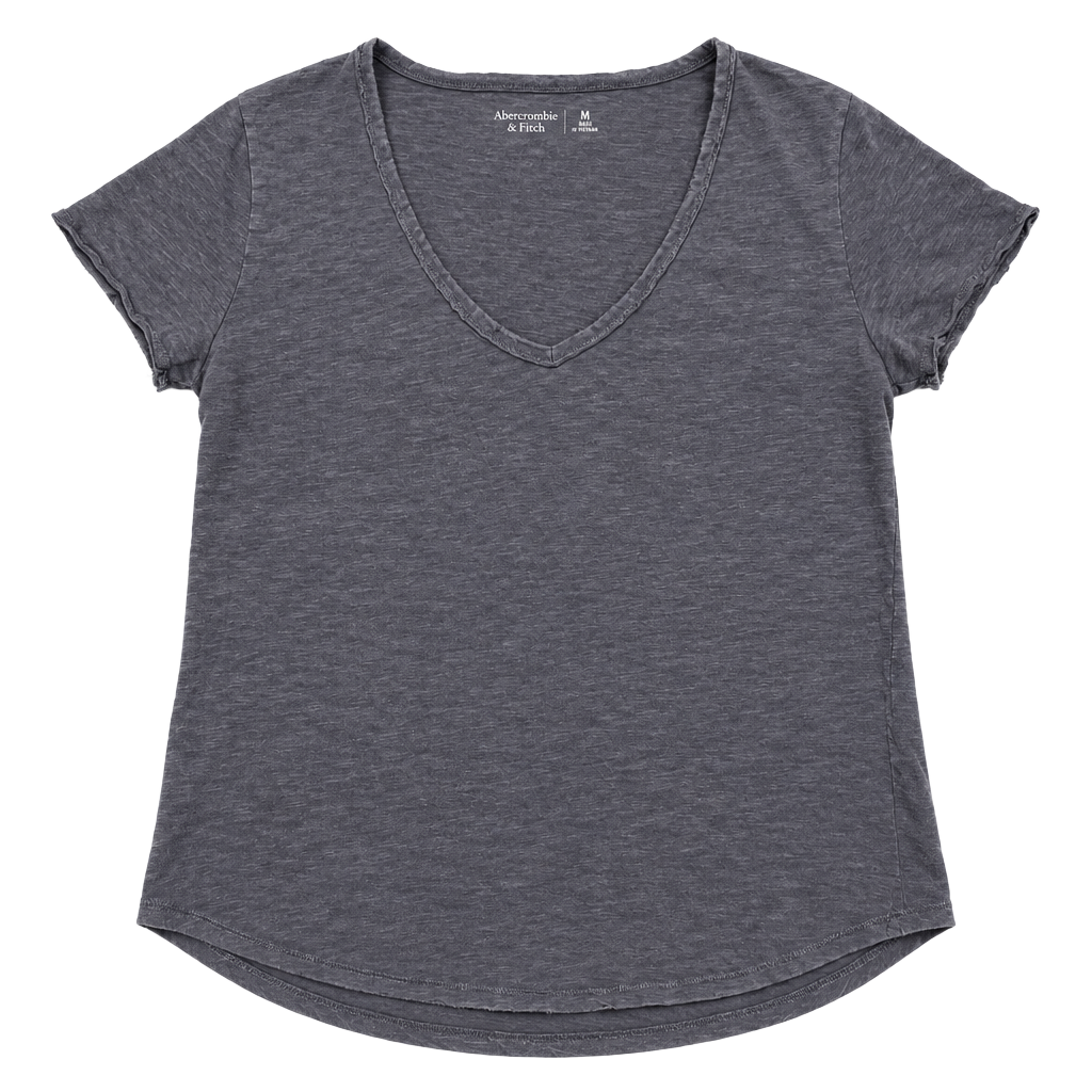 Abercrombie & Fitch Soft A&F Tee Size M Gray V-Neck Slub Short Sleeve 1