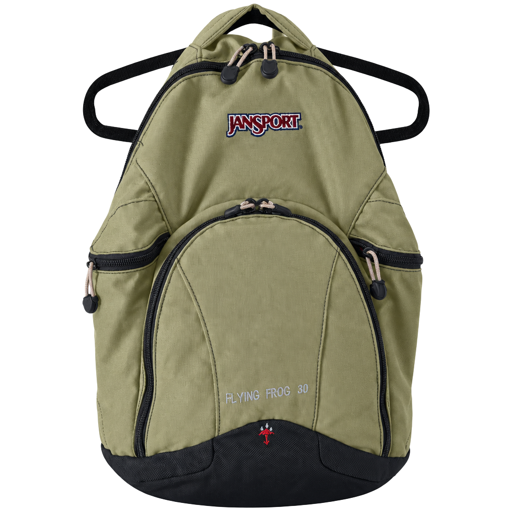 Jansport Flying Frog 30 Backpack Green Black Vintage Hiking Daypack 1