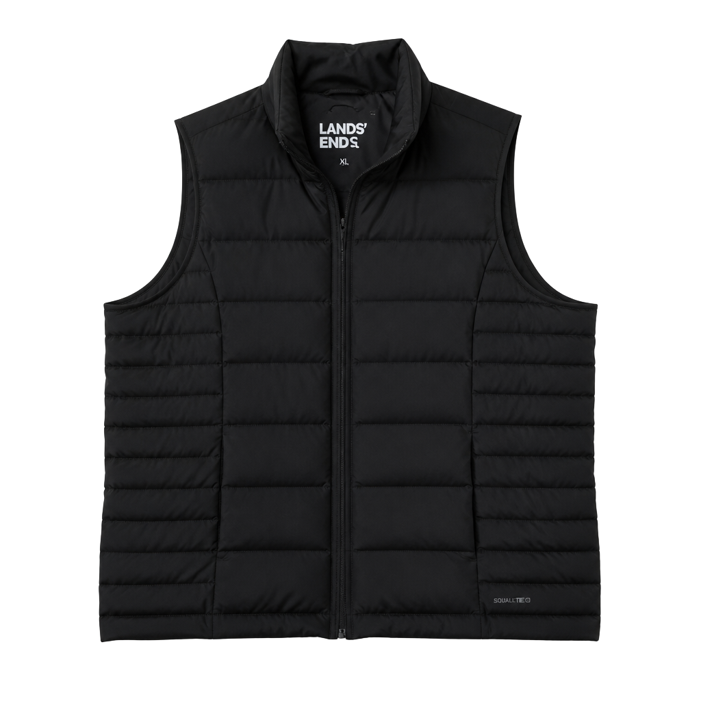 Lands' End Down Puffer Vest Size 2X 20W-22W Black Full Zip 1