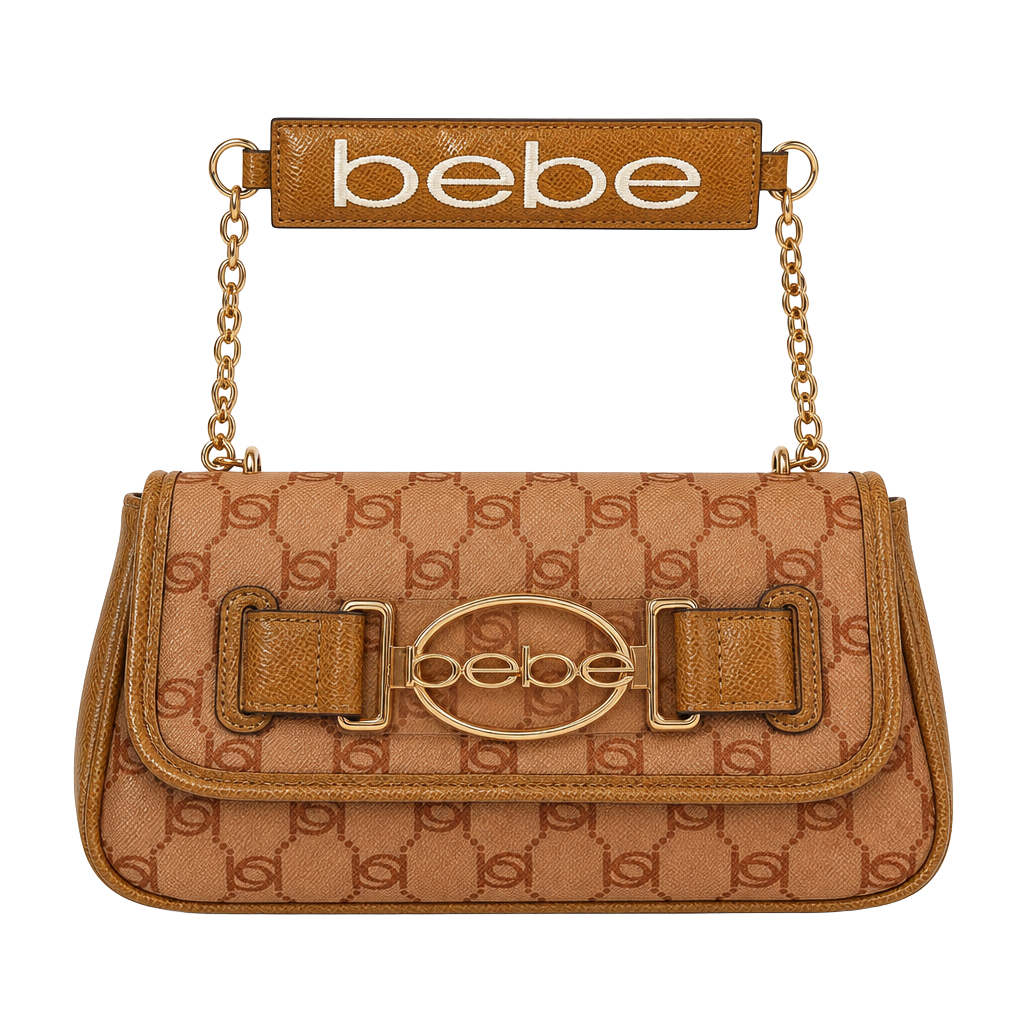 Bebe Leilani Printed Monogram Shoulder Bag Almond/Tan One Size 1