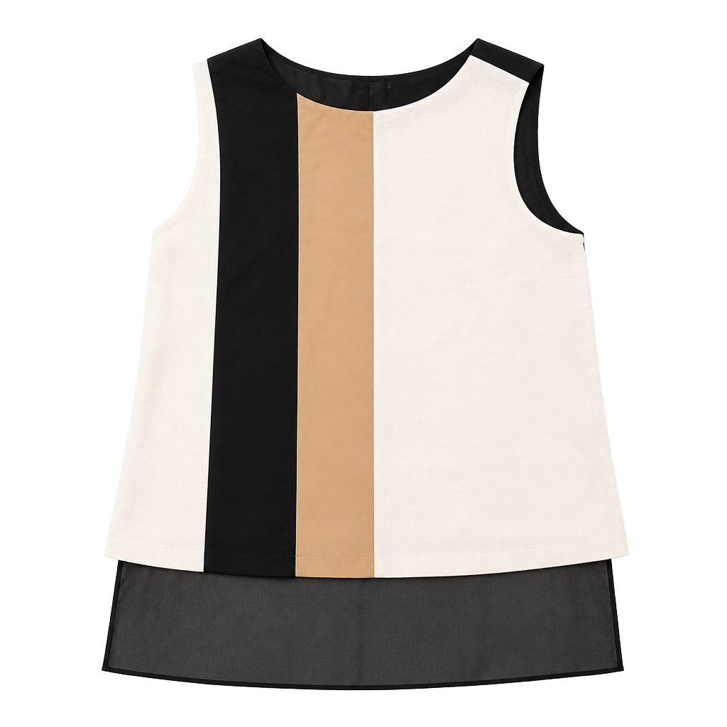 White House Black Market Color Block Asymmetric Sleeveless Tunic Top 1