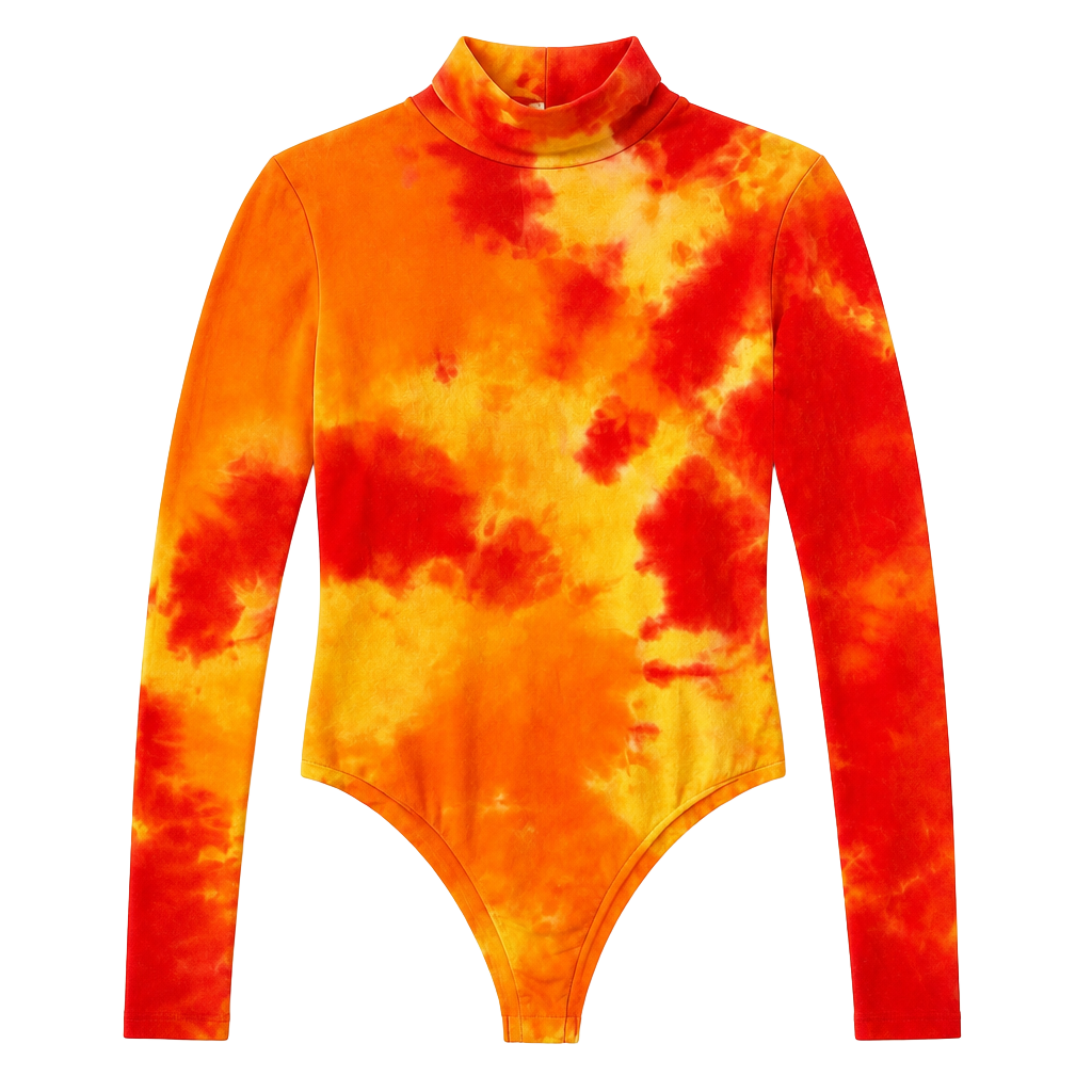 Cotton Citizen Long Sleeve Mock Neck Bodysuit Sunburst Tie Dye Size XS 1
