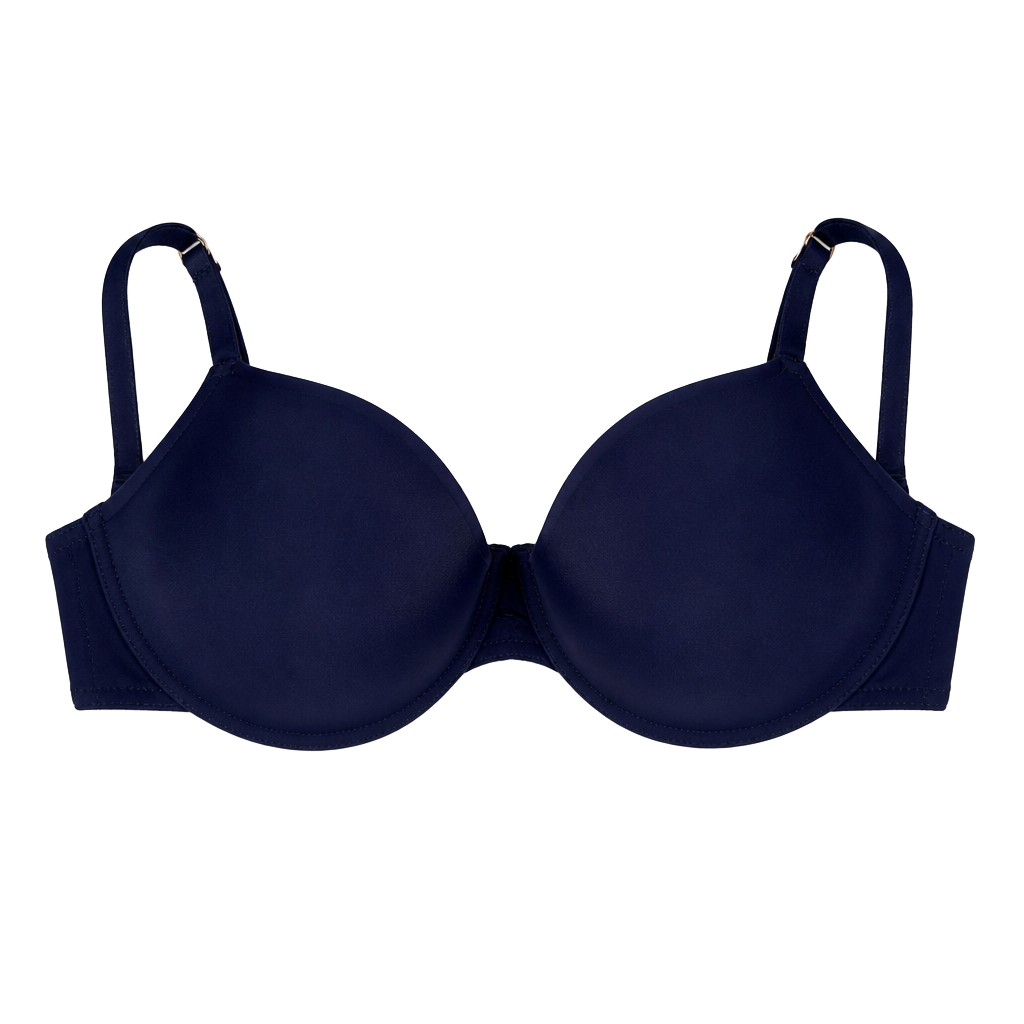 Le Mystère Second Skin Back Smoothing Bra, Size 32D/E, Navy Blue 1