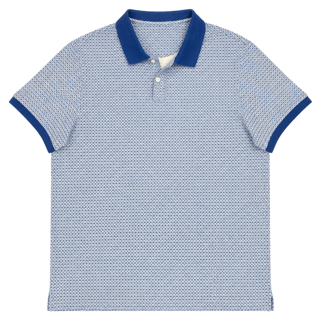 Michael Kors Geometric Polo Size XL Blue White Short Sleeve Shirt 1
