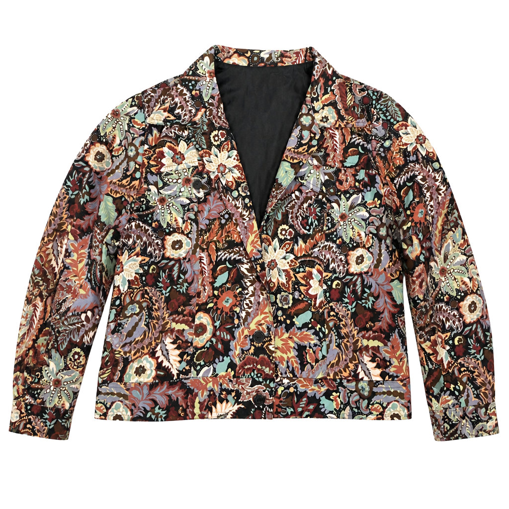 Maggy London Floral Paisley Jacket Size 12 Cotton Spandex Multicolor 1