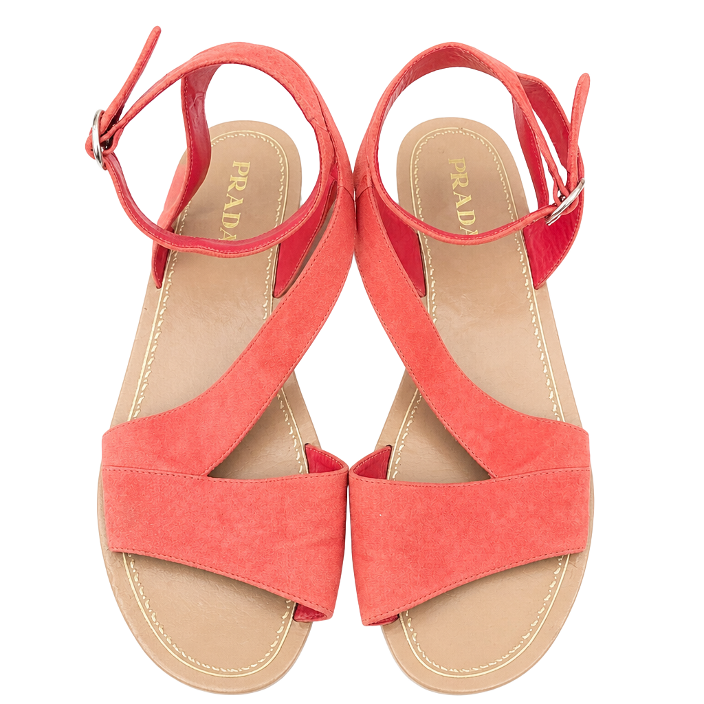 Prada Pink Suede Ankle Strap Sandals 1