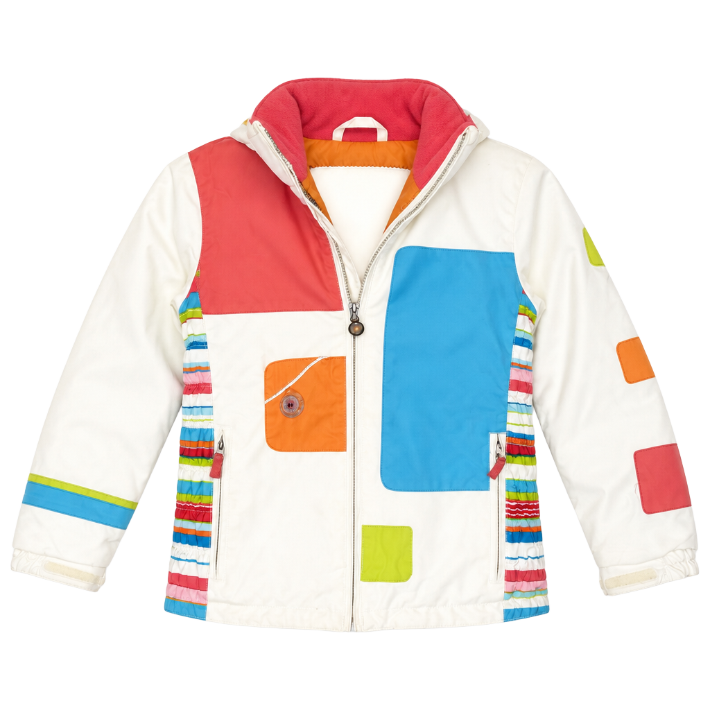Obermeyer Kids Size 8 White Multi-Color Patchwork I-Grow Ski Jacket 1