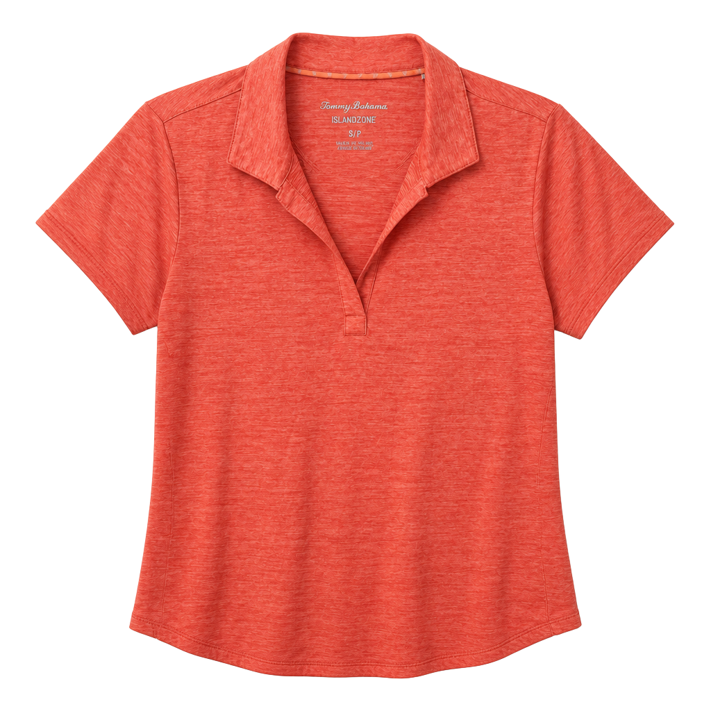 Tommy Bahama Women's IslandZone Space Dye Golf Polo Color Coral Red Size S 1