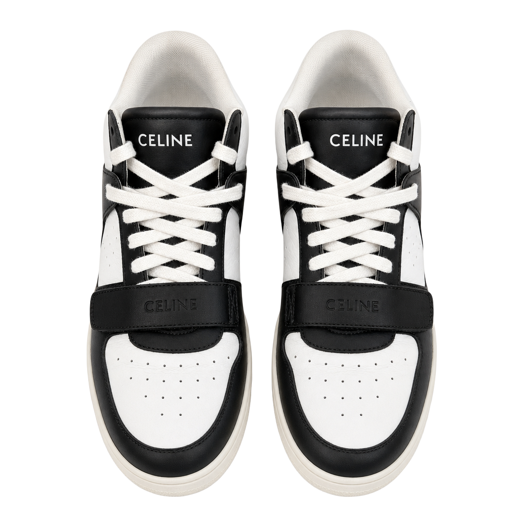 Celine CT-02 Mid Scratch Sneakers in Calfskin Black/White 1
