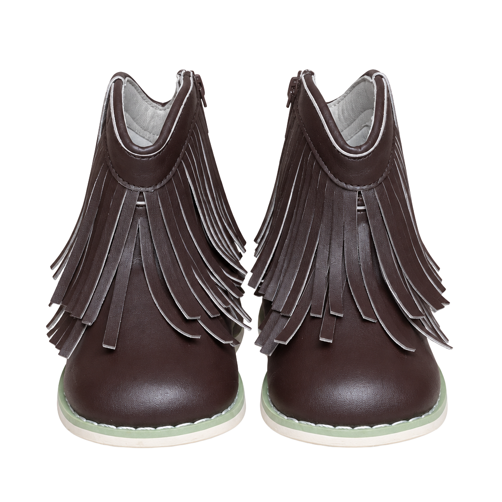 A Bear Co. Fringe Boots Size 10 Brown Western Zip Toddler Shoes 1