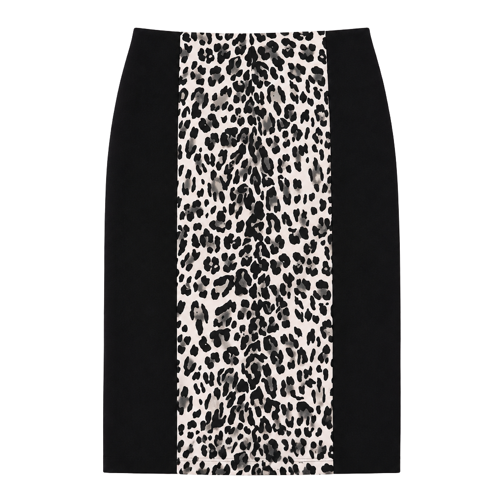 Skirt Pencil Leopard Print Black White 1