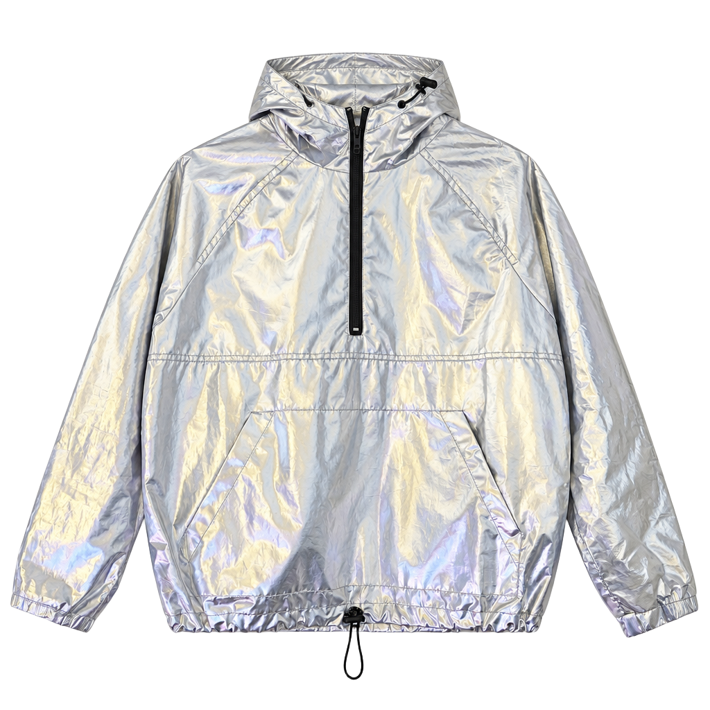Forever 21 Metallic Silver Anorak Jacket Size S 1