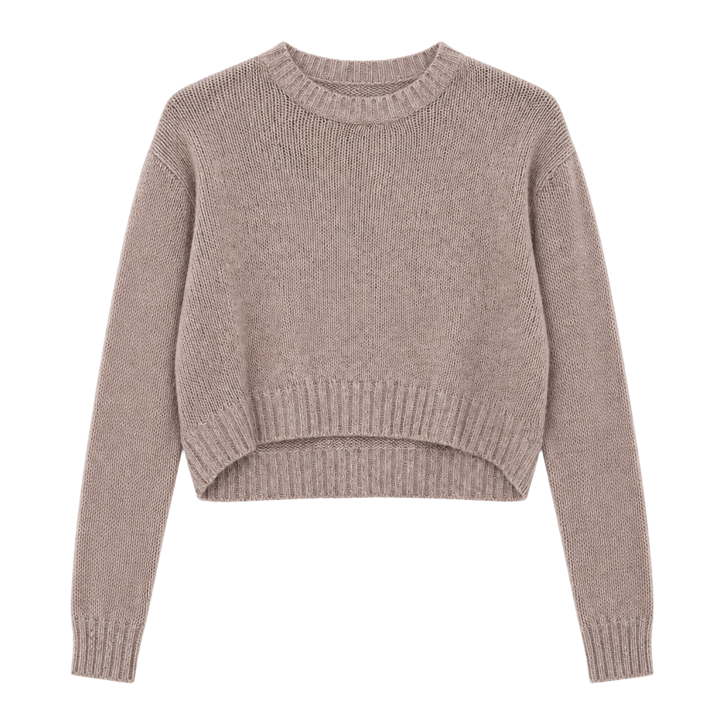H&M Divided Cropped Sweater Size XS Beige Knit Crew Neck 1