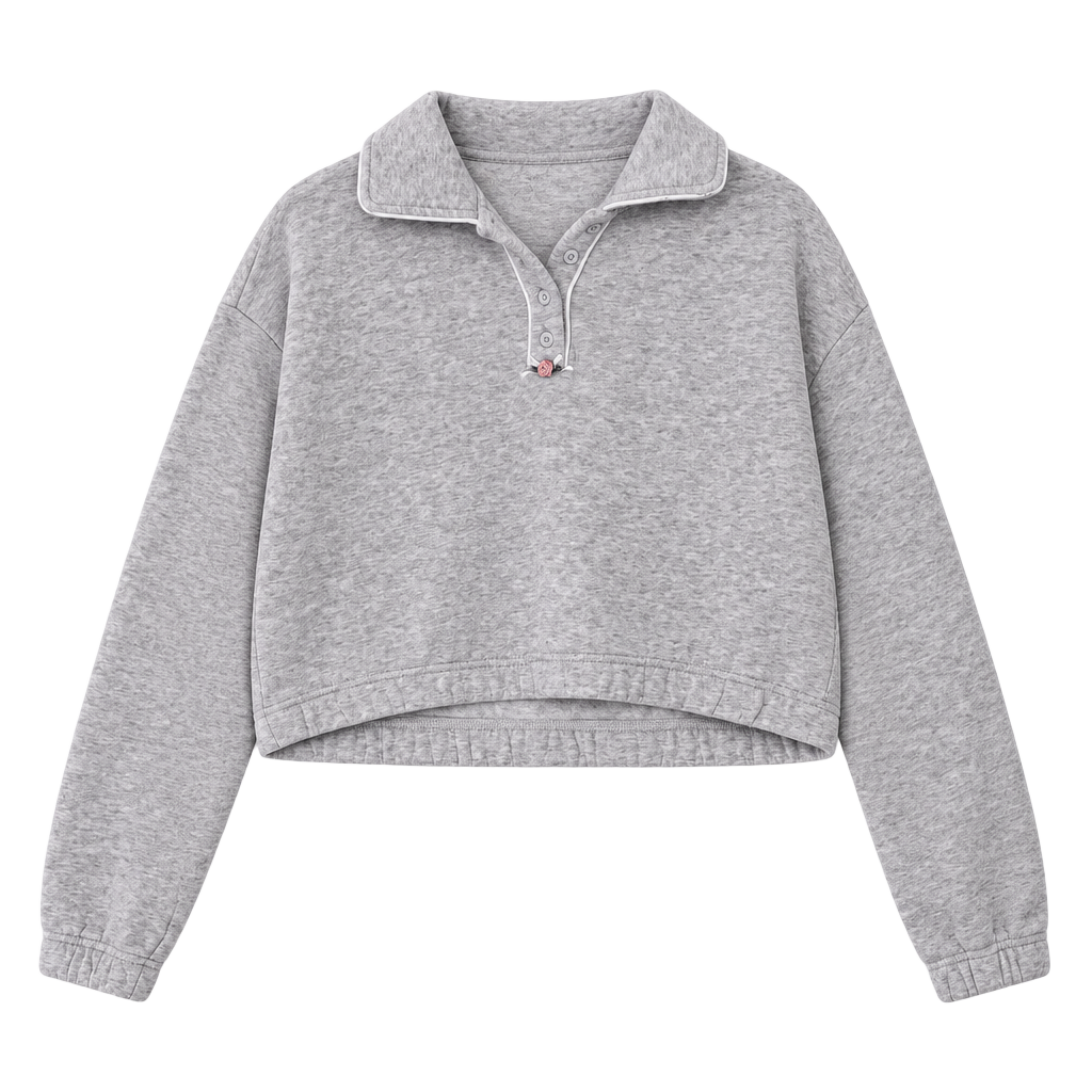 Forever 21 Grey Cropped Pullover Sweatshirt 1