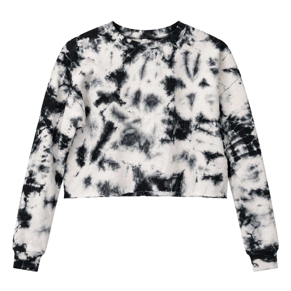 Blue and White Tie Dye Crop Sweatshirt 1