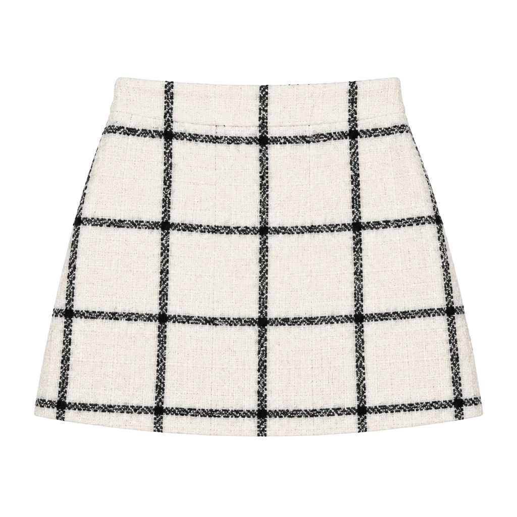 Lulus Spence Ivory Plaid Mini Skirt Size S 1