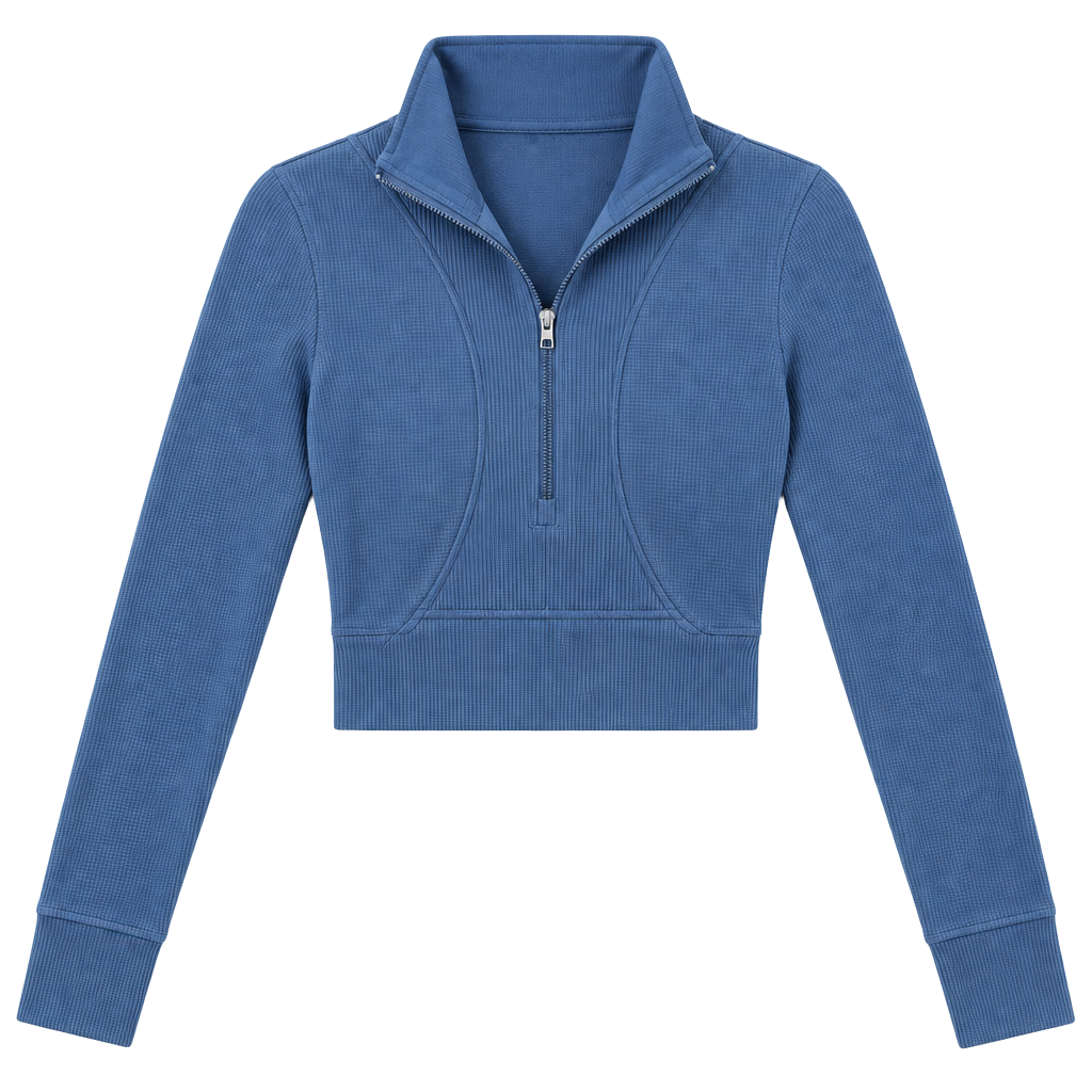 90 Degree By Reflex Crop Half Zip Jacket Size M Blue Athletic Top 1