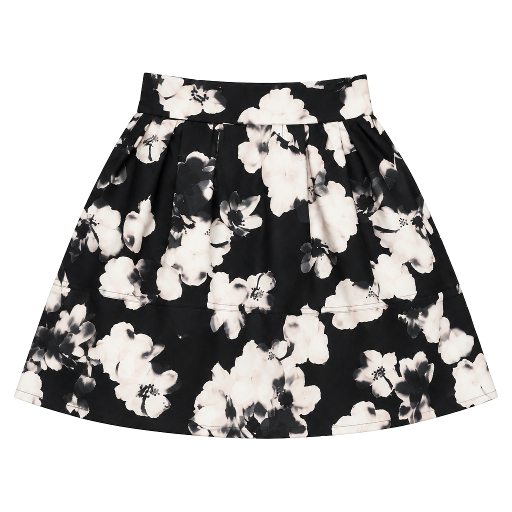 Express Floral Mini Skirt Size 2 Black White 1