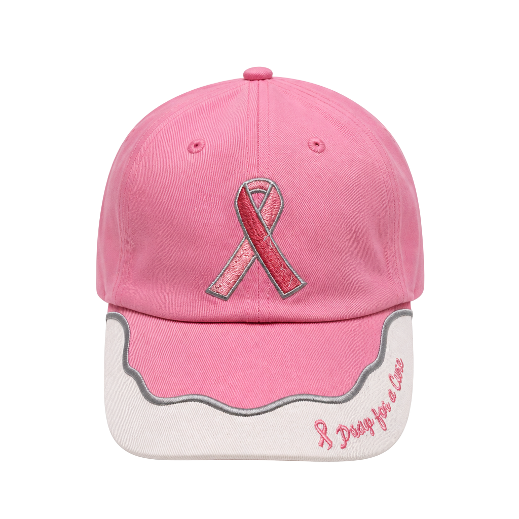 Unbranded Breast Cancer Awareness 'Pray for a Cure' Pink and White Baseball Cap 1