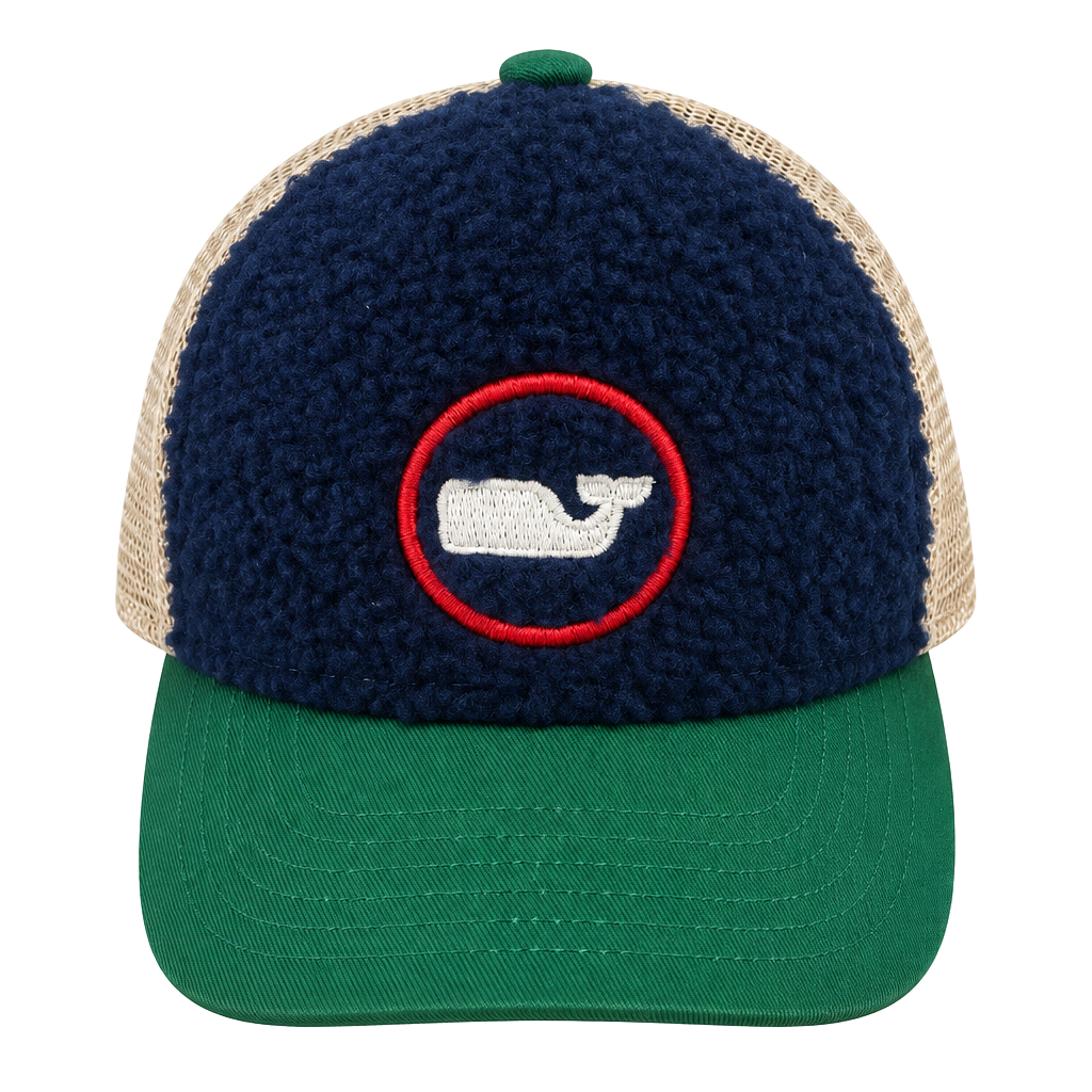 Vineyard Vines Toddler Trucker Hat Sherpa Whale Logo Snapback Blue Green 1