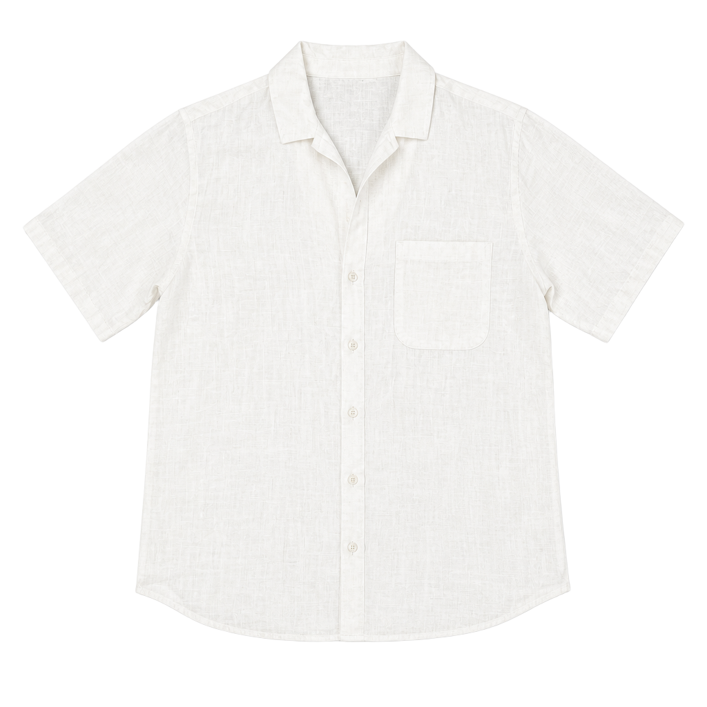 H&M Divided Short Sleeve Button Down Shirt Size S White Linen Blend 1