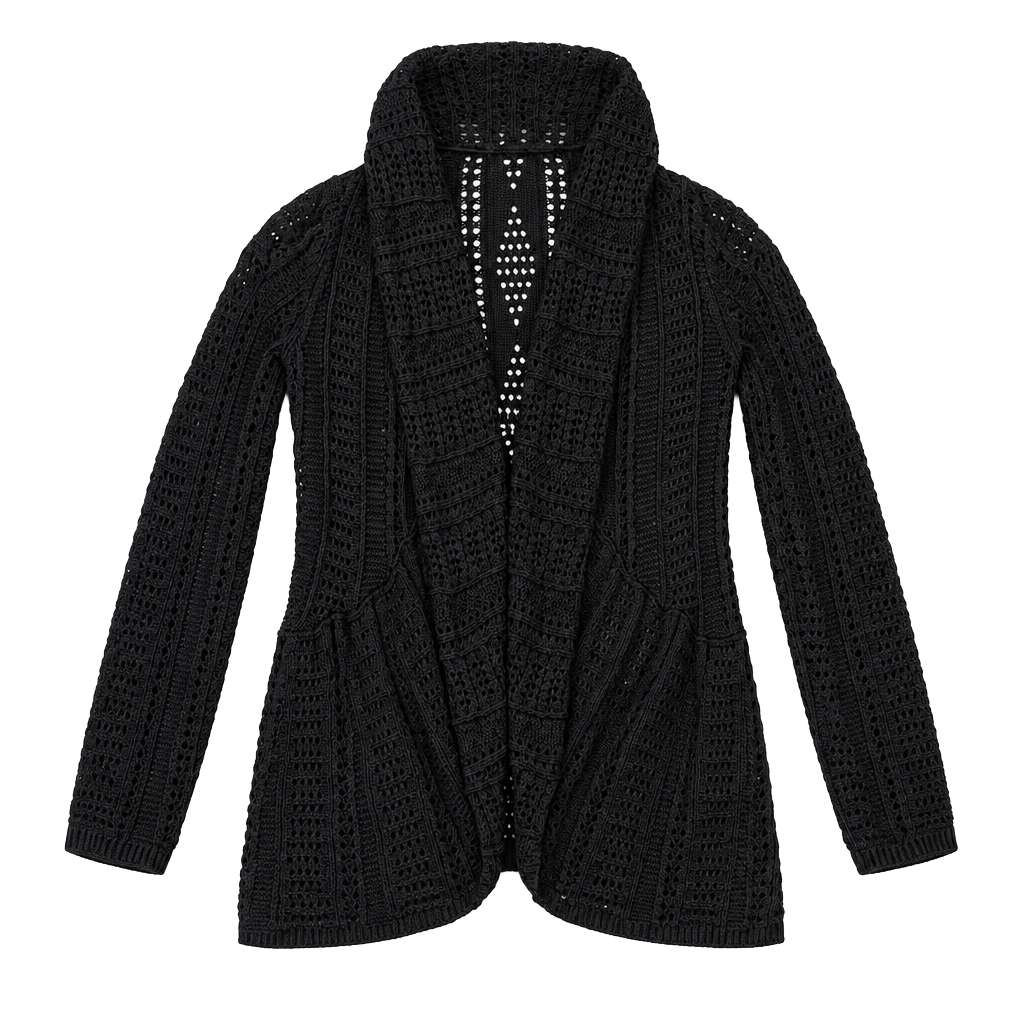 INC International Concepts Cardigan Size M Black Open Knit Sweater 1