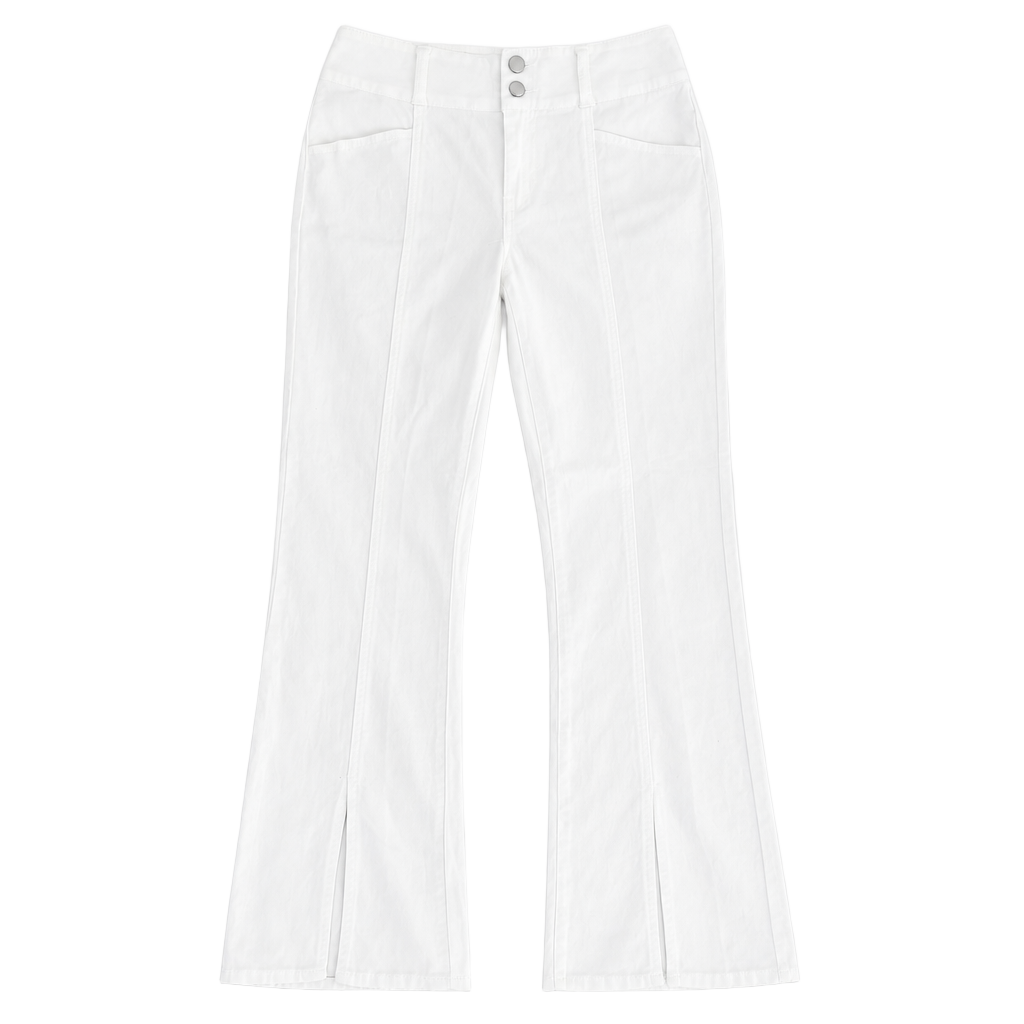 Tinseltown Flare Jeans Size 5 White Double Button Split Hem 1