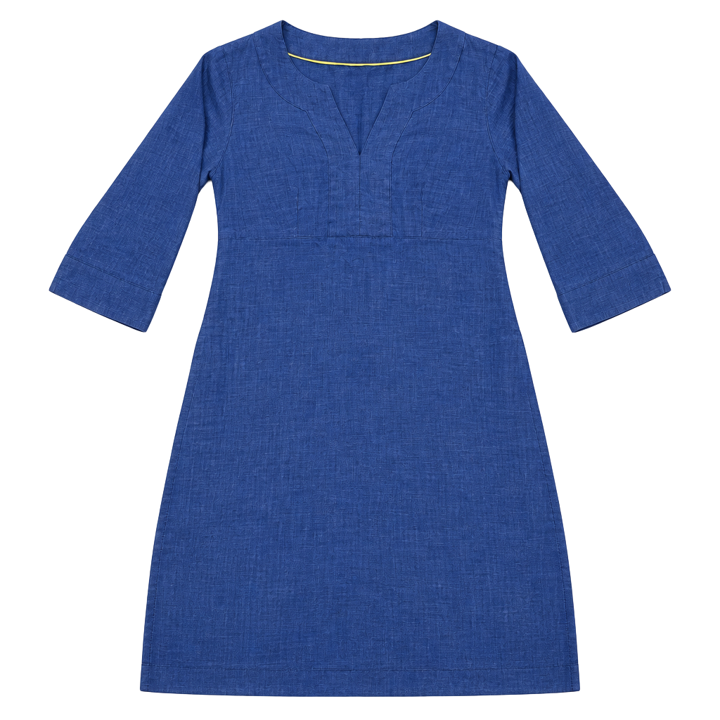 Boden Linen Tunic Dress Size US 4P Blue 3/4 Sleeve 1