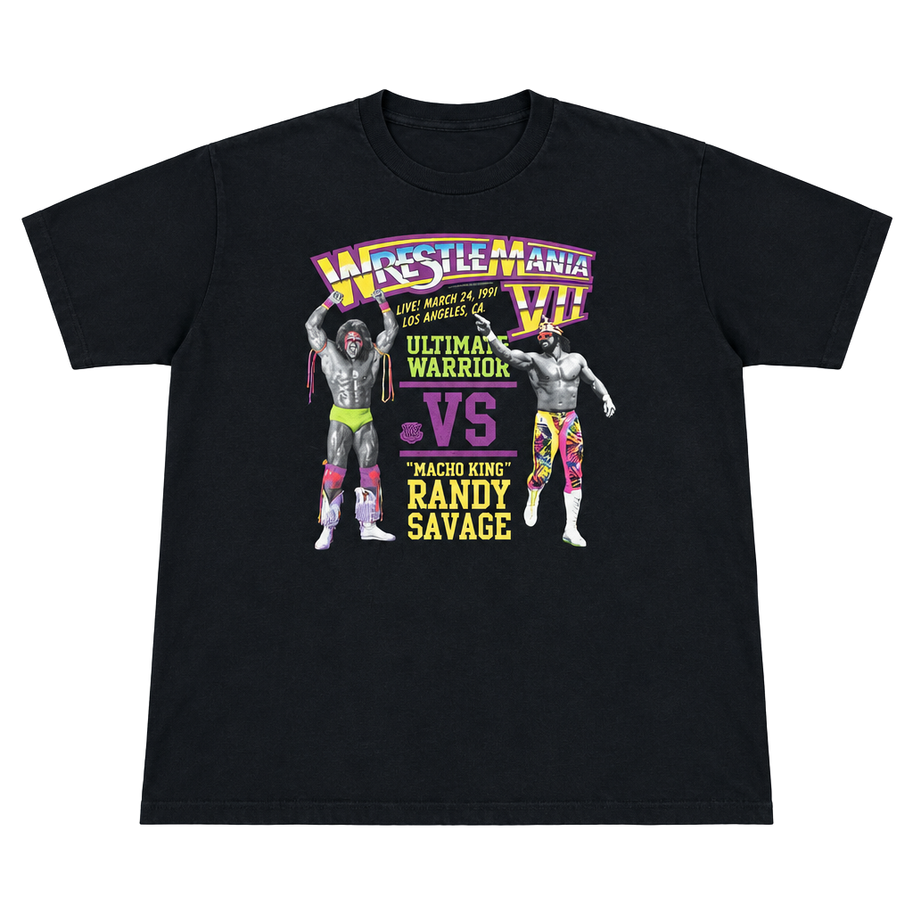 Port & Company WrestleMania VII T-Shirt Size XL Ultimate Warrior vs Randy Savage 1