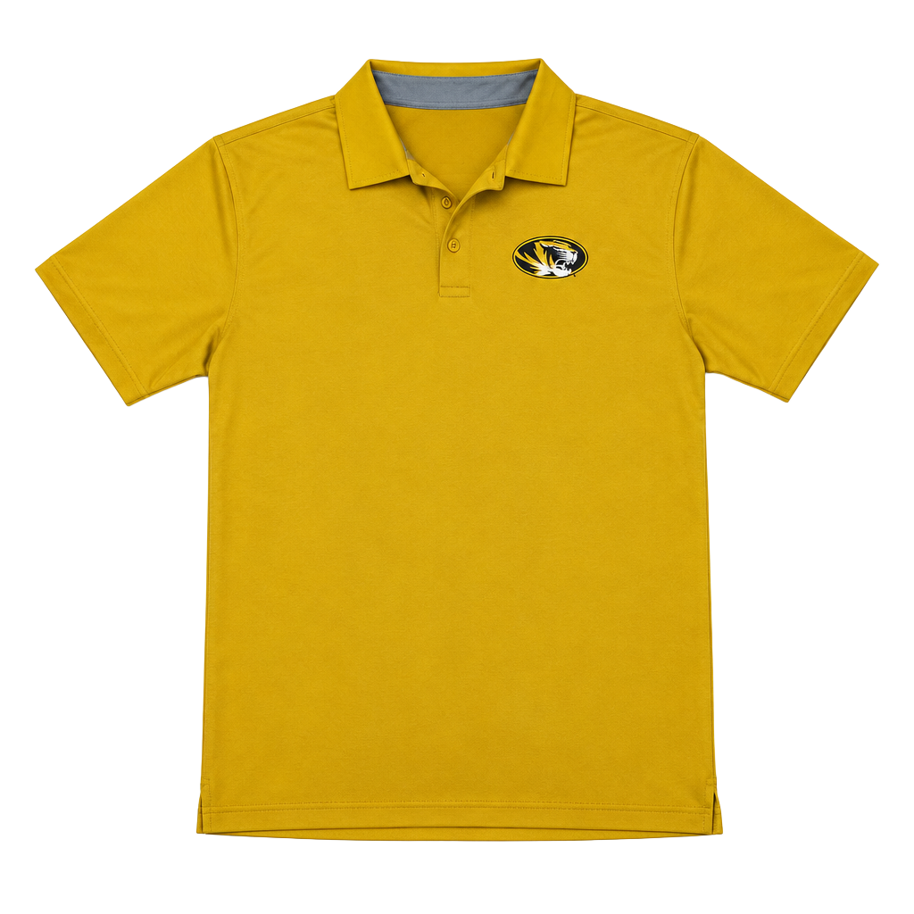Nike Gold Men's Mizzou Polo with Team Crest 1